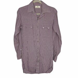 Mens Gingham Cowboy Shirt with Pearl Snaps Size Me Blue Red The Heritage‎ Shop